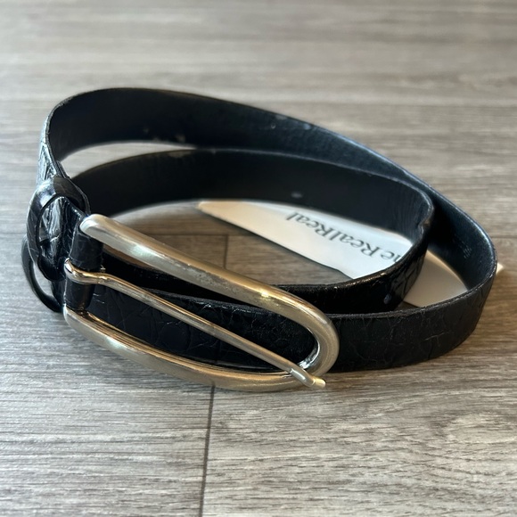 Vintage Ibel Genuine Leather Made in Italy Black Belt Silver Hardware S Luxury - Picture 5 of 13